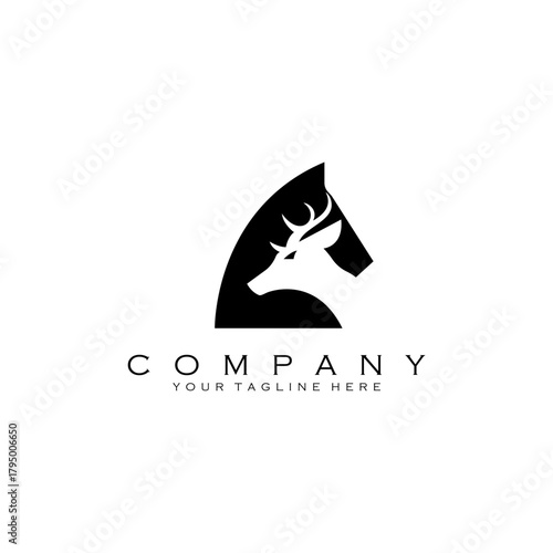 horse deer logo design vector