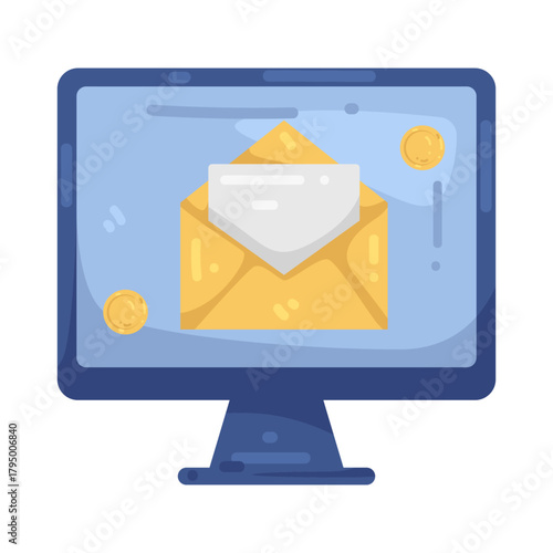 Illustration of Computer with Email 
