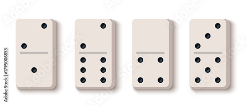 Vector illustration of domino tiles icon in flat design style. Classic rectangular domino pieces for board games, tabletop, and gaming design projects.