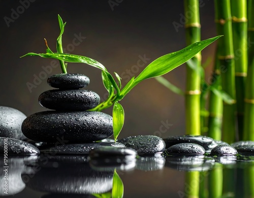 Zen stones and bamboo