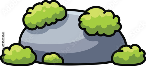 Pixel Art Stone Covered In Lush Green Moss And Vegetation