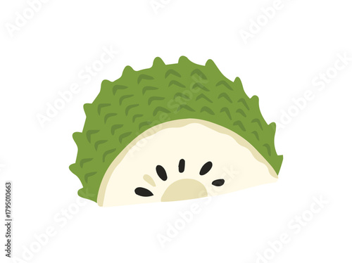 Sliced Soursop Tropical Fruit Illustration
