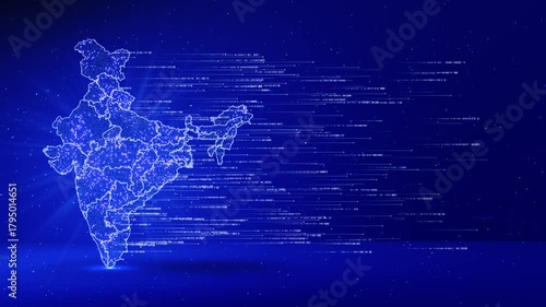 Digital India technology, India Map on technology abstract digital map of India global network tech background. financial economic, data transfer and cyber technology, business exchange, information