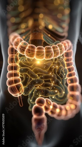 Stunning anatomical animation of human colon and digestive system