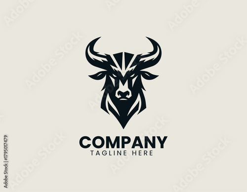 Demon bull stands fiercely showing powerful identity within bold black vector logo design