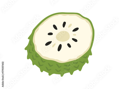 Soursop Fruit Sliced Clip Art
