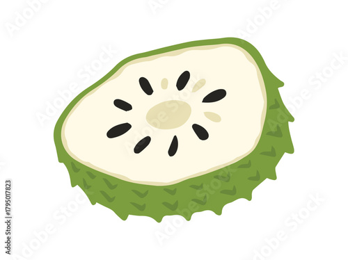 Soursop Fruit Sliced Clip Art
