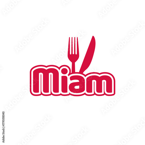 miam (yum) typo with cutlery- restaurant, culinary blog, recipes