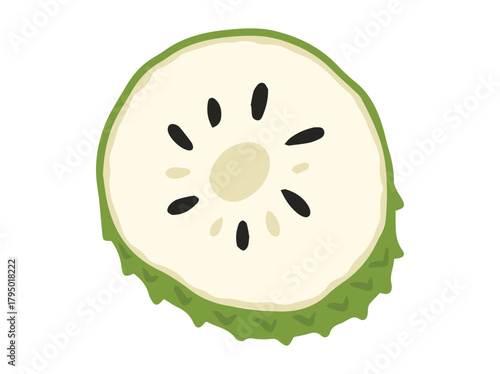 Soursop Fruit Sliced Clip Art
