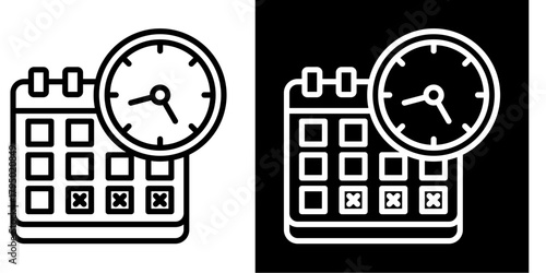 Deadline Icon Set White Style Collection