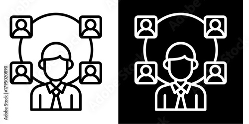 Management Icon Set White Style Collection