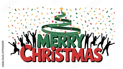 Festive Christmas Cheer: A jubilant holiday design with festive elements, a dynamic scene of people celebrating the holiday spirit, conveying joy and the essence of the festive season.