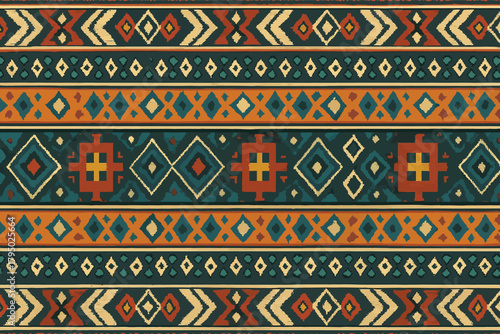  Colorful Geometric Tribal Seamless Pattern
