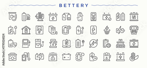 Bettery icon. Modern linear icons. Hardware modern icon set. Featuring repair, electric, construction, power, machine, tool and more.
