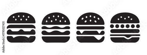Stacked Ingredients Burger Icon Vector