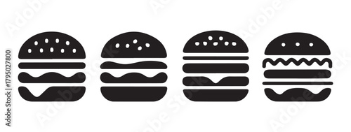 Stacked Ingredients Burger Icon Vector