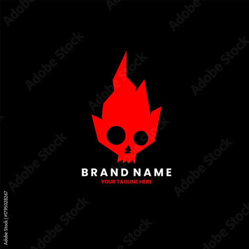 Modern Abstract Skull Flame Logo design vector