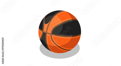 3d basketball with shadow on white background