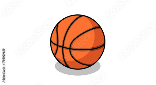 Colorful cartoon basketball on white background with shadow