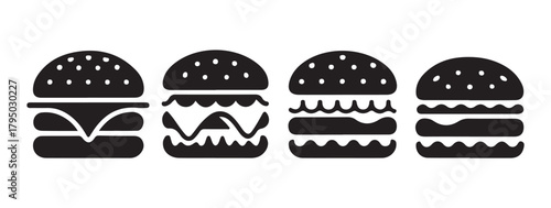 Double Layered Burger Silhouette Vector