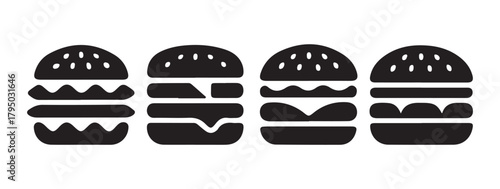 Classic Single Patty Burger Icon Vector Eps 10