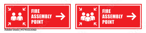 Fire assembly point icon. Emergency evacuation assembly icon, vector illustration
