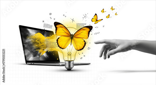 Digital inspiration and creativity emerging from a laptop