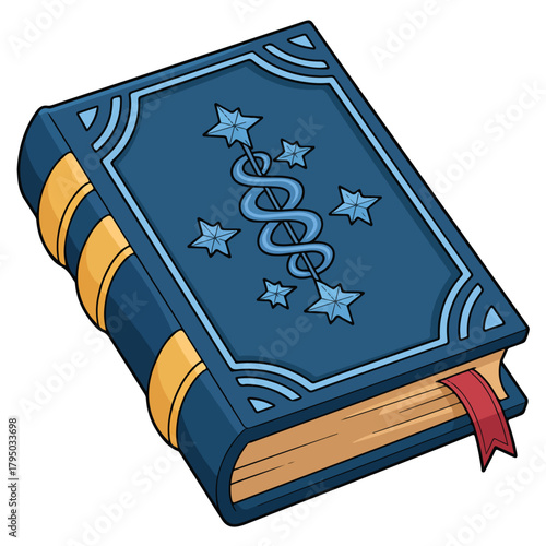 Old black book with red and gold bookmark, isolated holy bible object with white cross symbol of faith