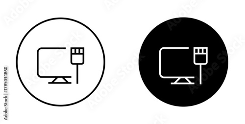 Computer connection icon. USB, internet, power connectivity symbol