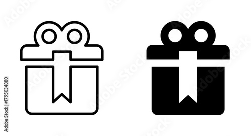 Gift box icon. Anniversary gift, surprise gift box, birthday present