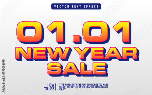 New Year Sale 0101 Vector Text Effect Design.