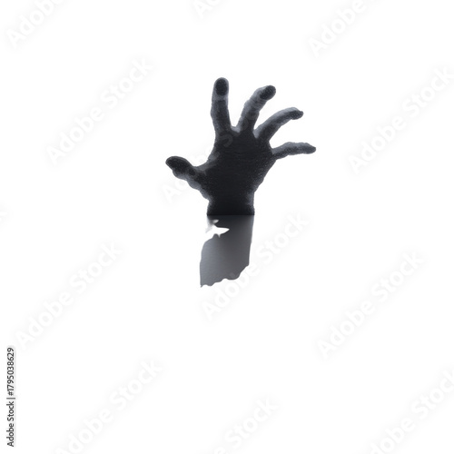 Shadowed Reach: An arresting visual of a hand emerging from the depths, its silhouette starkly contrasted against an unseen environment, evoking themes of struggle, desperation.