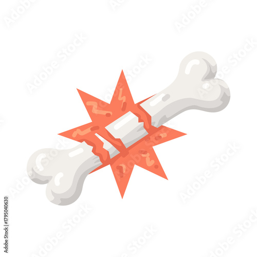 Illustration of Broken Bone with Red Burst