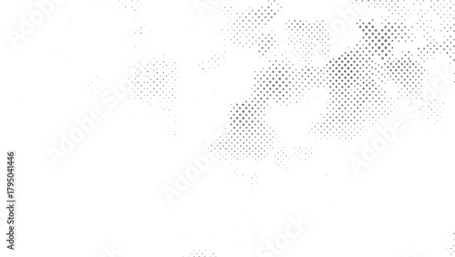 Abstract pattern of scattered gray dots and clusters on a white background texture