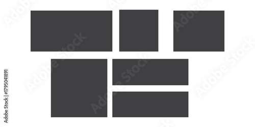 Modern collage 4 frame photos. Template for portfolio. Photo tiles layout. Vector illustration