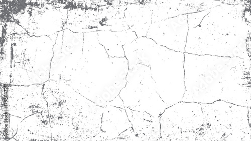 Cracked concrete wall texture with distressed grey grunge overlay and scattered dust particles vector