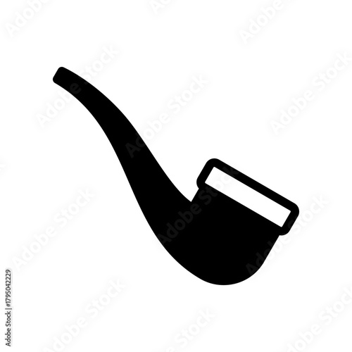 Classic Black Tobacco Pipe Silhouette For Vintage Style And Smoking Theme Stock Photo