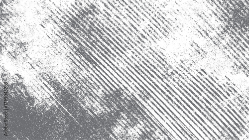 Distressed grunge background with diagonal lines and speckle texture in shades of gray and white abstract