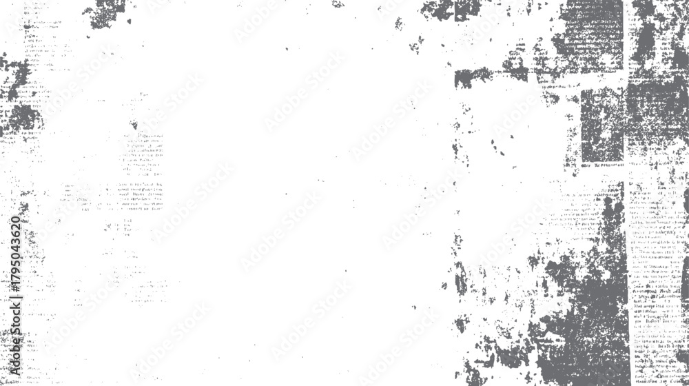 Obraz premium Distressed textured background with faded newspaper print and scattered dots grunge vintage