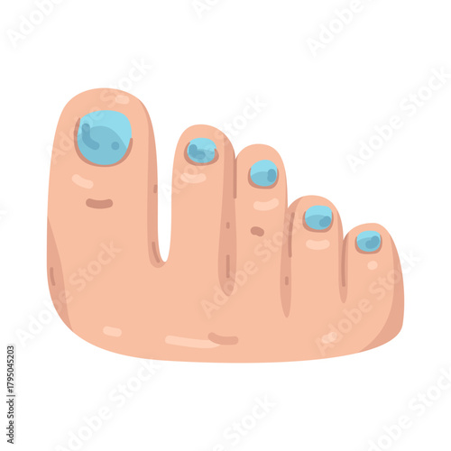 Illustration of Toes with Blue Nail Polish 
