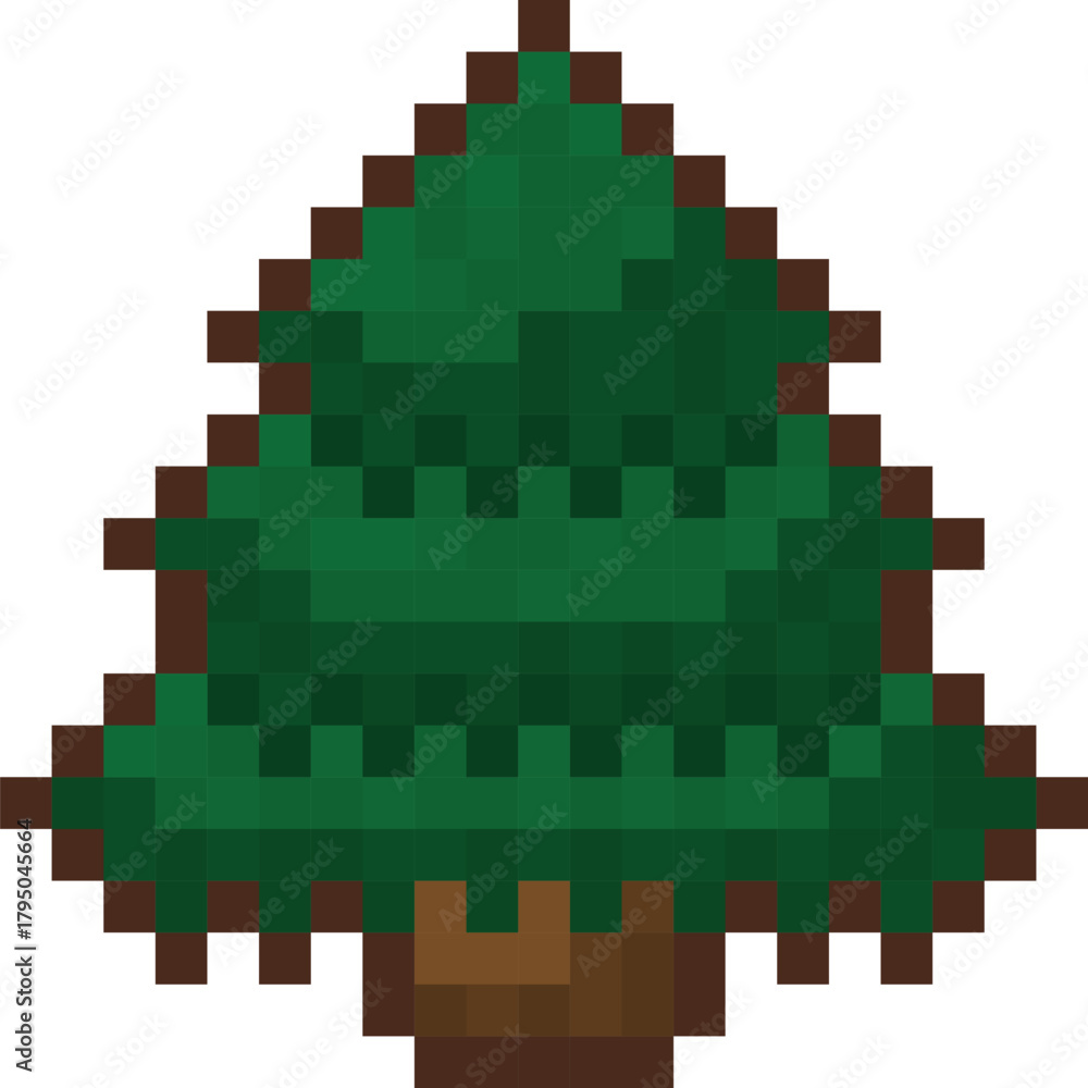 Fototapeta premium Pixel Art Illustration of a Pine Tree
