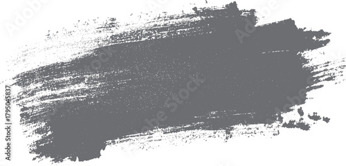 Textured gray paint brush stroke with scattered dots and speckles on white background vector