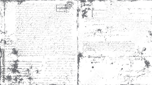 Vintage handwritten document with faded ink and distressed paper texture featuring script writing and smudges