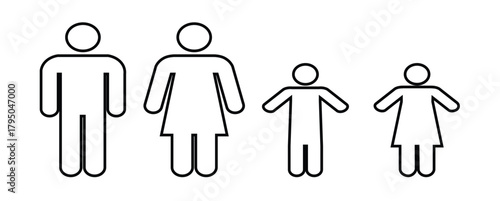 Family icon People in motion active lifestyle sign.  Vector illustration.