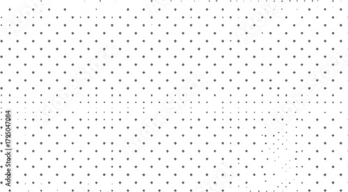 White background with scattered small grey diamond shapes in a grid pattern with varying density and size