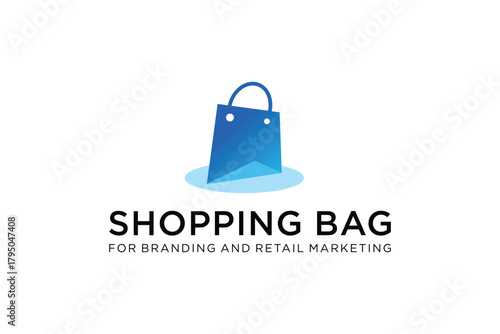 Gradient Blue Shopping Bag Logo Design Representing Retail, E-commerce, and Marketing Branding Solutions