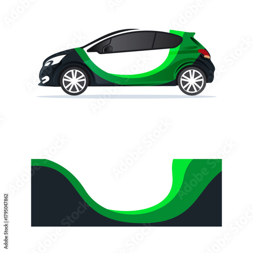 Car wrap stickers with straight lines and shapes in colored designs