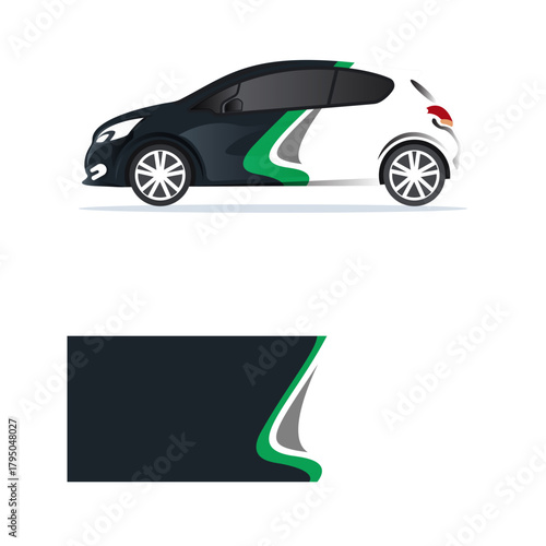 Car wrap stickers with straight lines and shapes in colored designs