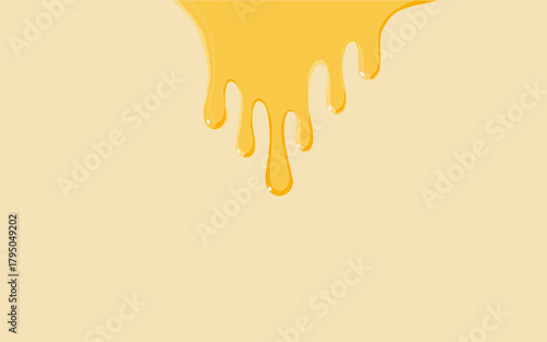 Melting cheese drip background. Smooth cheddar sauce pattern. Minimal liquid dairy splash texture for food design. Tasty snack topping abstract illustration wallpaper.