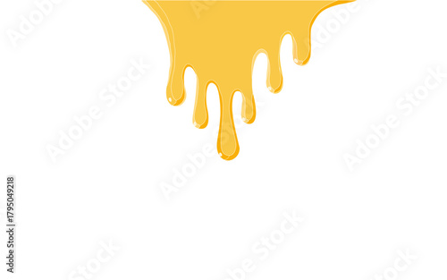 Melting cheese drip background. Smooth cheddar sauce pattern. Minimal liquid dairy splash texture for food design. Tasty snack topping abstract illustration wallpaper.